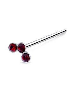 Red Stone Silver Straight Nose Stud NSKA-93